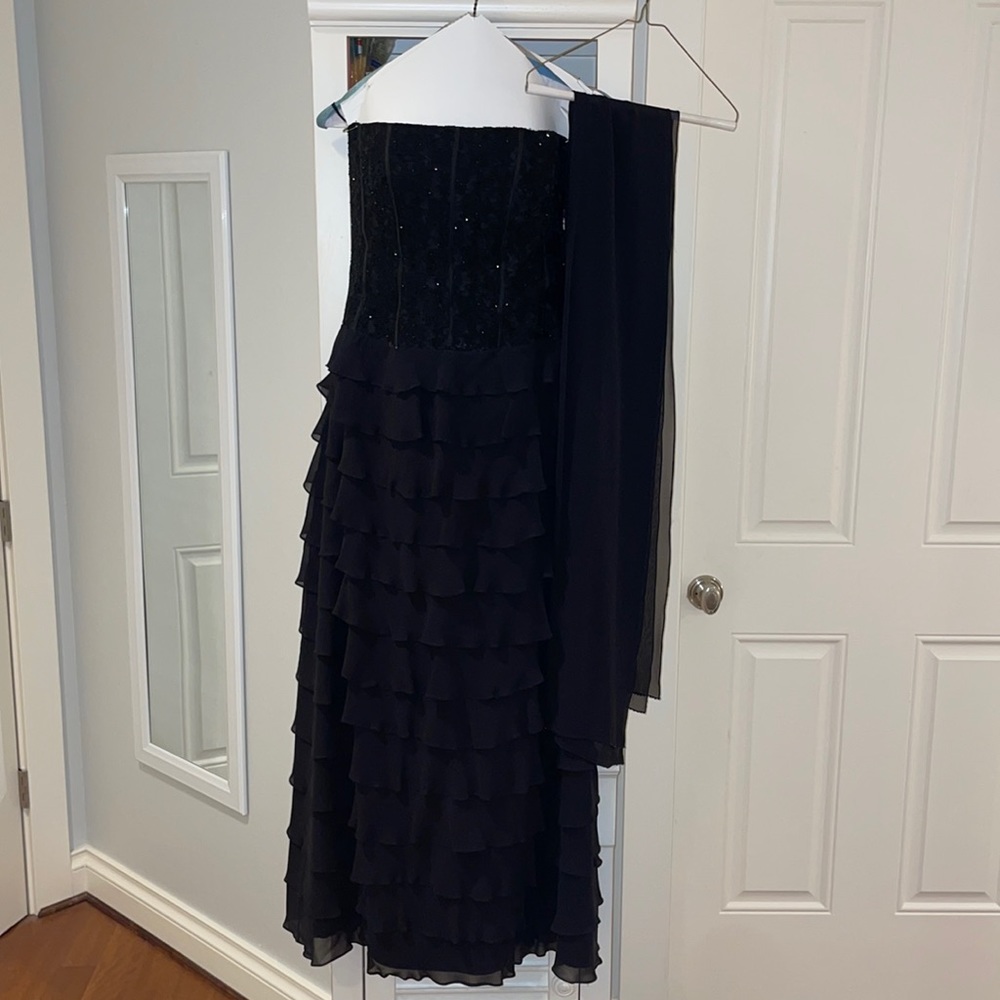 Lillie Rubin Vintage Chiffon Tiered Strapless Gown